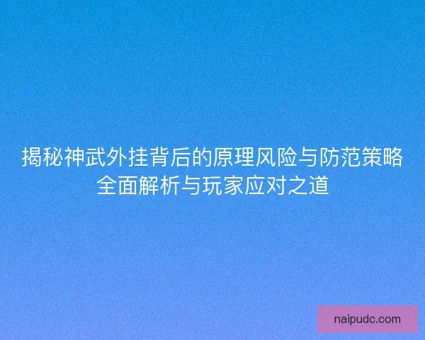 揭秘神武外挂背后的原理风险与防范策略全面解析与玩家应对之道